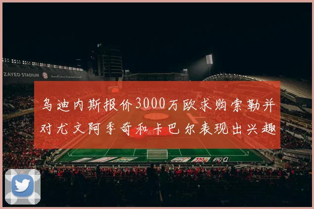 乌迪内斯报价3000万欧求购索勒并对尤文阿季奇和卡巴尔表现出兴趣